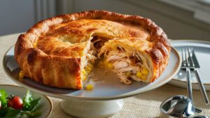 Torta de Frango com Milho e Queijo Vegano