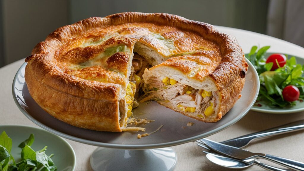 Torta de Frango com Milho e Queijo Vegano