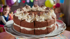 Bolo de Chocolate com Chantilly e Granulado bem fofinho