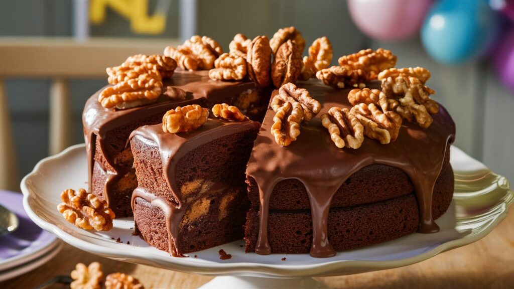 Bolo Fofinho de Chocolate com Nozes Crocantes