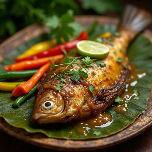 Peixe na Folha de Bananeira com Molho de Tucupi e Legumes Crocantes: Uma Experiência Amazônica