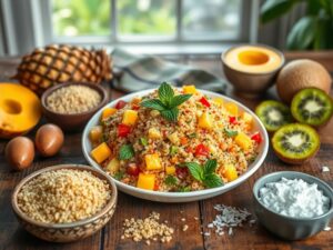 Receita detox afrodisíaca de Quinoa com Frutas Tropicais