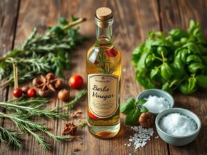 Receita de vinagre aromatizado monástico com ervas e especiarias