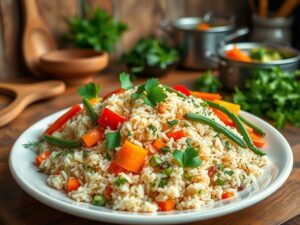 Receita de refeição frugal monástica: Arroz de Ervas com Legumes