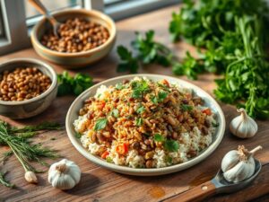 Receita de prato de Quaresma conventual: Arroz de Lentilhas com Ervas