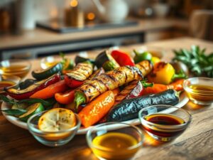 Óleos Comestíveis Afrodisíacos Naturais com Legumes Grelhados