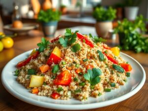 Receita Vegana Afrodisíaca de Quinoa com Legumes e Ervas