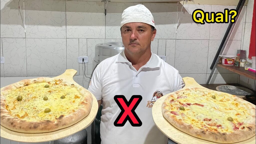 Pizza de frango com mussarela x calabresa com mussarela – metade frango catupiry
