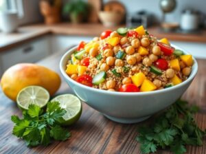 Salada Tropical de Grão-de-Bico com Quinoa